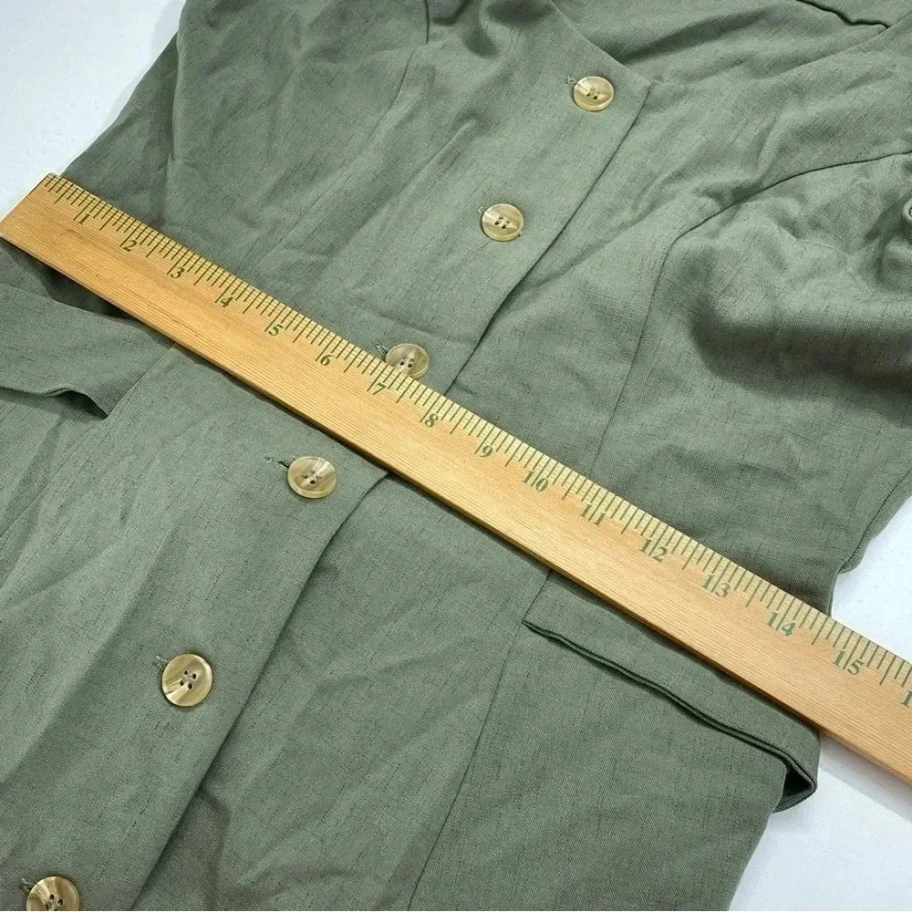 Everly Womens Size 2 fit flare button down green dress 2846 - Picture 6 of 8